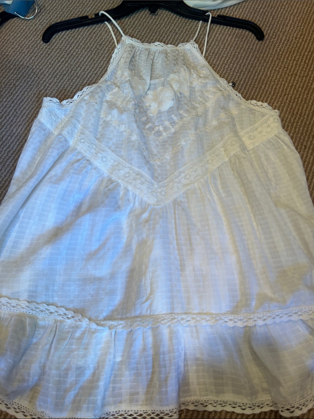NWT Free People elisa tunic Ivory Crochet Trim Halter Tunic top size S/M - Picture 4 of 10